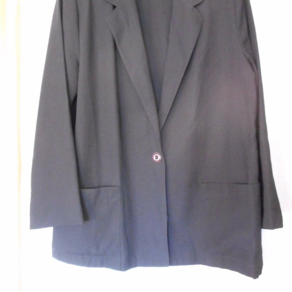 Size 14 Womens Black unLined Blazer Patch pockets - Picture 2 of 7